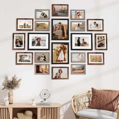 20 Pack Picture Frames Collage Wall Decor, Black, Brown, Dark Grey5