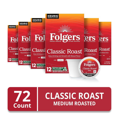 Classic Roast Coffee, Medium Roast, Keurig K-Cup Pods, 72 Count | 6 (12 Count) Boxes, Compatible with Keurig Coffee Makers2