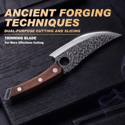 Viking Knife, Butcher Knife Hand Forged Boning Knives, Japanese Paring Knives Kitchen Chopping for Meat Cutting Chefs Cleaver Camping Cooking, BBQ, Gifts for Men2