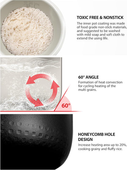 Rice Cooker 6 Cup Uncooked – Japanese Rice Cooker with Fuzzy Logic Technology, 7 Cooking Functions, Digital Display, 2 Delay Timers and Auto Keep Warm, Non-Stick Inner Pot, White | Japanese Style, White. 7 Cooking Functions, Digital Display, 2 Delay Timers, Auto Keep Warm, Non-Stick Inner Pot7