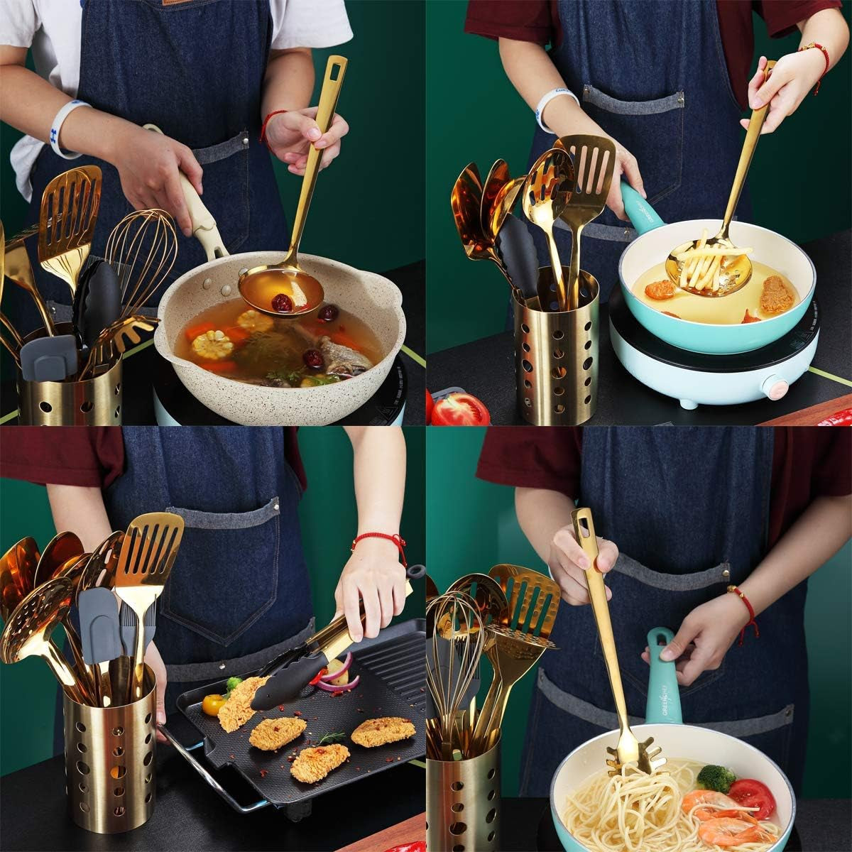 gold-cooking-utensils-set-stainless-steel-13-pieces-kitchen-utensils-set-with-titanium-gold-plating-kitchen-tools-set-with-utensil-holder-dishwasher-safe-easy-to-clean
