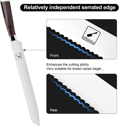 Bread Knife,10 in German Professional Homemade Bread Slicing Knife2