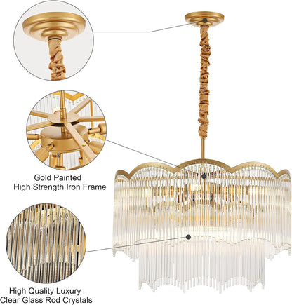 Salaiwei  22.83" 8 Light Gold Crystal Chandelier for Dining Room9