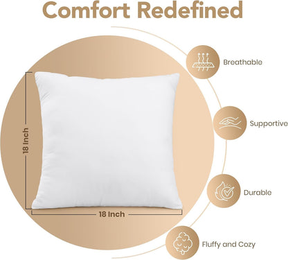 18X18 Outdoor Pillows, Water Resistant Throw Pillows, 2-Pack | Outdoor Throw Pillows, Water Repellent, Decorative Pillow for Patio Furniture & Porches, Plush & Supportive, Pack of 2, White8
