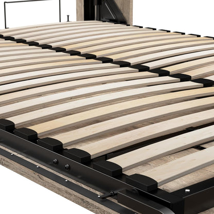 Queen Murphy Bed with 2 Shelving Units, Rustic Brown, Pur, 137W6