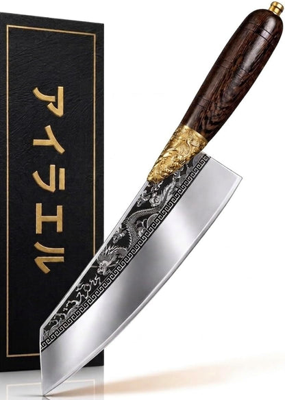 Dragon Engraved Chef Knife – Unique Gift for Men, Chefs & Collectors | 8.5" Razor-Sharp Japanese-Style Kitchen Knife, Mirror-Polished Stainless Steel Blade, Rosewood Handle & Premium Gift Box5
