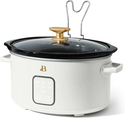 4-Quart Slow Cooker with Touch-Activated Display, Programmable Digital Controls, Removable Non-Stick Pot, Keep Warm Function (White Icing)6