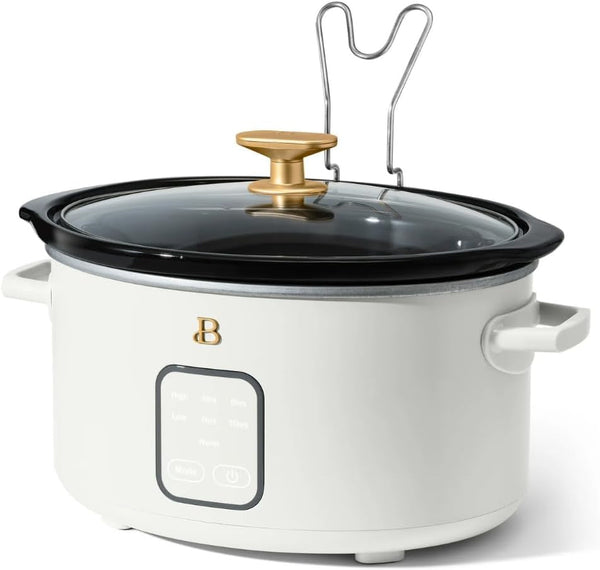 4-Quart Slow Cooker with Touch-Activated Display, Programmable Digital Controls, Removable Non-Stick Pot, Keep Warm Function (White Icing)6