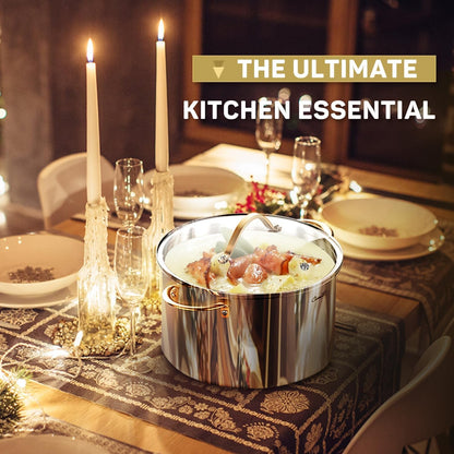 8 Quart Stock Pot, 3 Ply Whole Clad Stainless Steel Stock Pot, 8 QT Cooking Pot with Lid, Induction Pot for Cooking, 18/10 Stainless Steel Cookware Stockpots Oven, Gas and Dishwasher Safe7