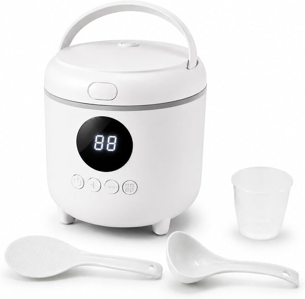 Small Rice Cooker, 3-Cups Uncooked/ 6-Cups Cooked, White | Multifunctional 6 Intelligent Cooking Modes for White Rice, Quinoa, Oatmeal, 1.6L Capacity1