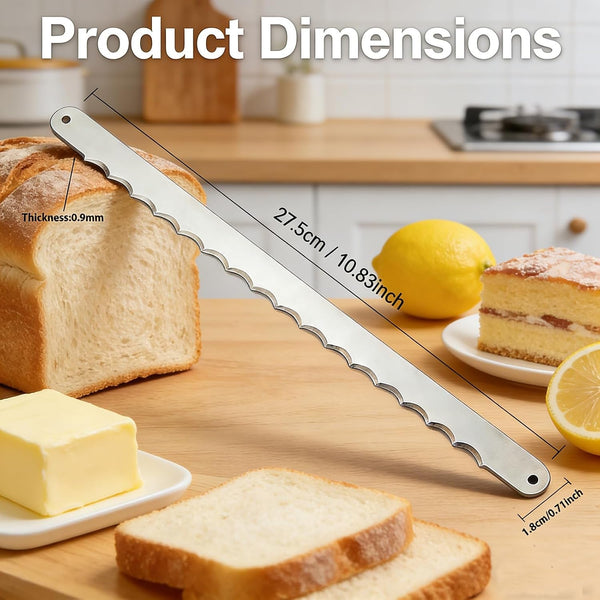 IKIWDOO 3Pcs Bread Knife Blades Refill, Bread Bow Knife Blades, Thicker Wider Bread Knife Slicer Replacement Blade, Come with Blade Guard3