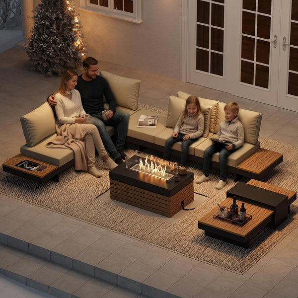 Patio Conversation Sets with Fire Pit, Modular Outdoor Sofa8