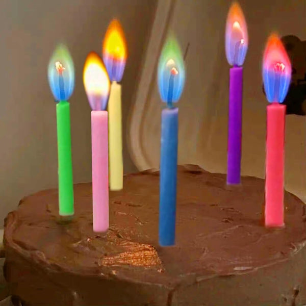 Colorflame Multicolor Birthday Cake Candles Happy Birthday Candles Colorful Candles Holders Party Gathering, Unscented (12Pcs)3