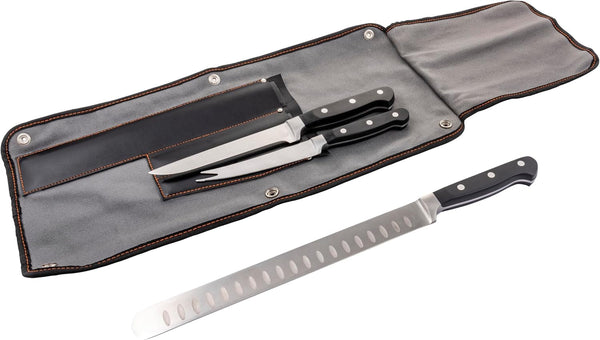 Oklahoma Joe’S Blacksmith 3‑Piece BBQ Knife Set – Full‑Tang Meat Knives with Riveted Handles & Storage Roll7