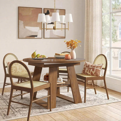 43.3"-59" Extendable round Oval Dining Table for 4-8 with Storage Shelf7