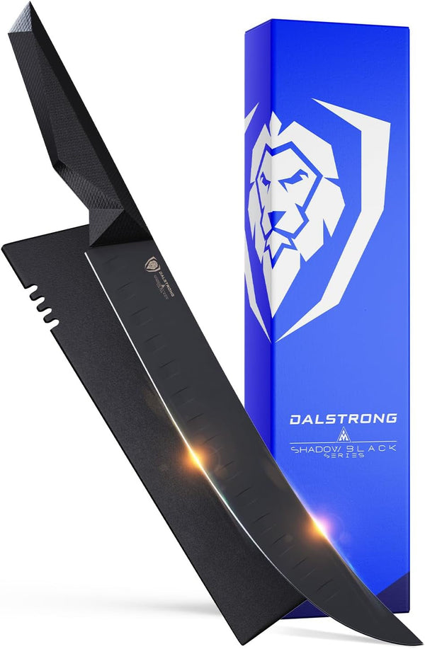Butcher Knife - 10 Inch - Shadow Black Series - Black Titanium Nitride Coated - High Carbon 7CR17MOV-X Vacuum Treated Steel - Breaking Kitchen Knife - Sheath - Slicing Knife - NSF Certified1