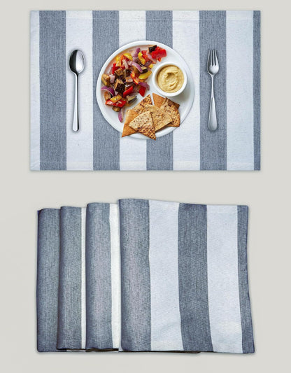 Cloths Big Stripe Placemats for Dining Table Set of 4, Heat Resistant Washable 100% Cotton Table Mats, Modern Place Mats for Dining Table Decor, Kitchen & Table Linens, 13" X 19", Blue5
