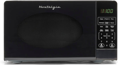 Modern Retro Countertop Microwave Oven - 700-Watt - 0.7 Cu Ft - 12 Pre-Programmed Cooking Settings - Digital Clock - Kitchen Appliances - Black1