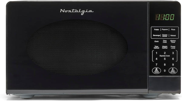 Modern Retro Countertop Microwave Oven - 700-Watt - 0.7 Cu Ft - 12 Pre-Programmed Cooking Settings - Digital Clock - Kitchen Appliances - Black1