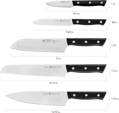 Henckels Dynamic 5-Pc Knife Set with Chef, Bread, Utility, Paring, Santoku | the Perfect Kitchen Knife Set for Effortless Cutting, German Engineered, Informed by 100+ Years of Mastery. Dishwasher Safe3