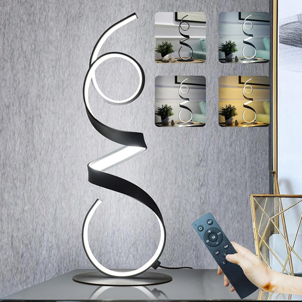 20W 3 Colors Remote Control Dimmable LED Art Table Lamp 21.4 Inch with Touch Switch for Living Room,Bedroom (Black)1
