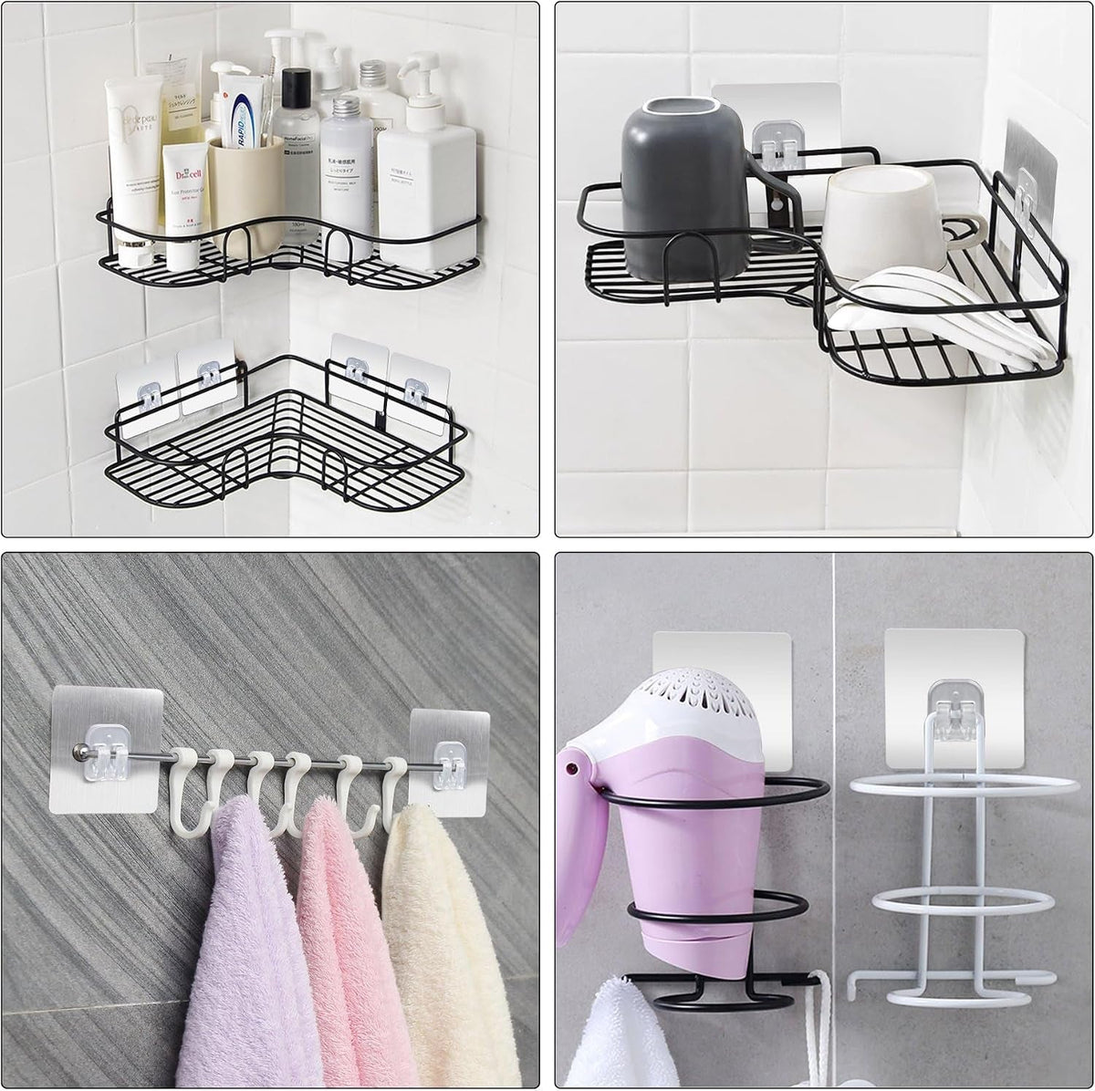 14pcs-shower-caddy-adhesive-replacement-shower-shelves-strip-pad-organizer-sticker-replacement-bathroom-heavy-duty-strong-sticky-wall-no-drilling-transparent