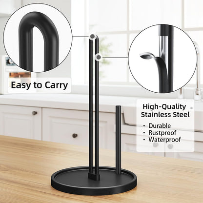 Paper Towel Holder Countertop for Kitchen, Freestanding, Matte Black2