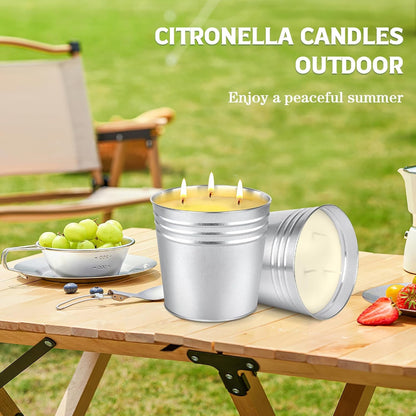2 Pack Citronella Candles Large, 3 Wicks 34Oz Citronella Candle Outdoor for Home Patio, 200H Long Lasting Summer Candle Bulk for Homen Scented Garden Balcony Camping BBQ2