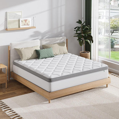 Twin Size Mattress, 10 Inch Hybrid Mattress in a Box, Comfort Sleep|Pocket Innerspring Pillow Top Mattresses for Motion Isolation, Pressure Relief & Edge Support, Medium Firm, Certipur-Us7
