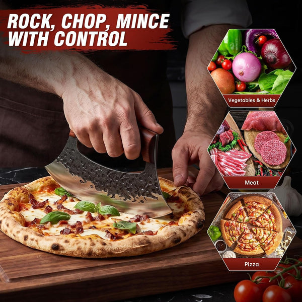 Ulu Knife with Sheath, Mezzaluna Rocker Knife & Pizza Cutter3