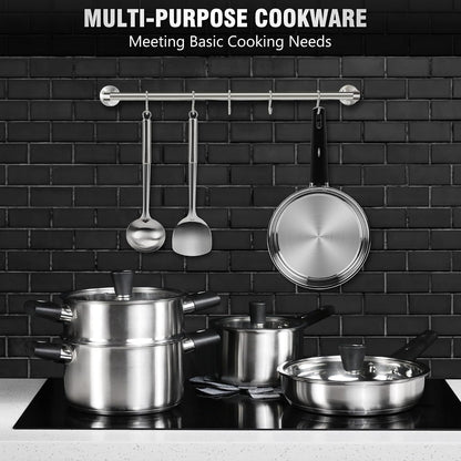 14Pcs Kitchen Pots and Pans Set, Stainless Steel Cookware Set Non Toxic, Induction Cooking Pot and Pan Set with Stay-Cool Handles, Healthy PFAS, PFOA, PFOS Free, Dishwasher Safe7