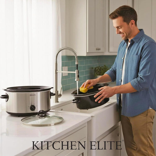 7 Quart Slow Cooker for Large Families, Stainless Steel Crock Pot with 3 Heat Settings, Dishwasher-Safe Ceramic Pot & Tempered Glass Lid7