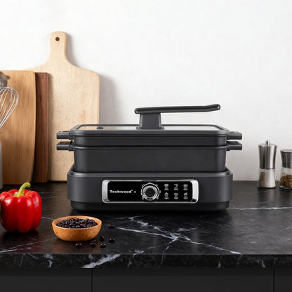 Slow Cooker,  1500W Electric Skillet 7.5-Quart Extra-Large Capacity Multi-Cooker with 5-Level Heat Settings, Come with Non-Stick Skillet Pan & Cooking Pot, Dishwasher Safe, Black9