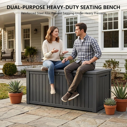 Outdoor Storage Box, 200 Gallon Waterproof Deck Box [Upgraded 3.0], Premium Hydraulic Cushion Storage Chest, High-Load Lockable Two-Seater Patio Storage Bench, Large Country Estate, Black6