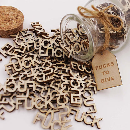 Fuck Jar（5Oz） Gift Jar,Fucks to Give,Fuck Wooden Cutout Letter Piece Bad Mood Vent Spoof Birthday Day,Holiday, Thanksgiving Christmas Gifts to Friend,Gag Funny Gift5