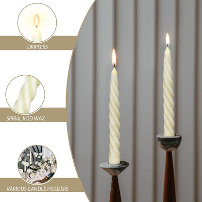 Spiral Beeswax Taper Candles, 4 Pack, 7 Inch, Dripless, off White2