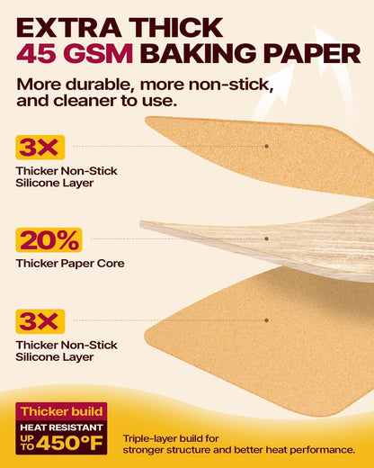 200Pcs 12X16 in Unbleached Parchment Paper for Baking, Precut Parchment Paper Sheets, Heavy Duty Flat Baking Paper, Half Sheet Baking Sheets for Baking Cookies, Cooking, Air Fryer, Oven | Heavy Duty and Non-Stick Extra Strong Parchment Paper Sheets for Baking for Air Fryer, Grilling, Steaming6