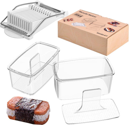 3-Piece Clear Musubi Maker Kit with Luncheon Meat Slicer - Non-Stick Onigiri Press Mold, Bpa-Free Sushi Mold for Hawaiian Musubi1