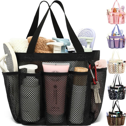 Mesh Shower Caddy Portable for College Dorm Room Essentials, Odorless Polyester Large Shower Tote Bag with Dual Handles, 8-Pocket Quick-Dry Toiletry Organizer for Travel, Beach, Camping, Gym1