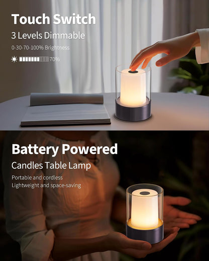 4" Black Cordless Table Lamp Set of 2, Outdoor Rechargeable Lamp4