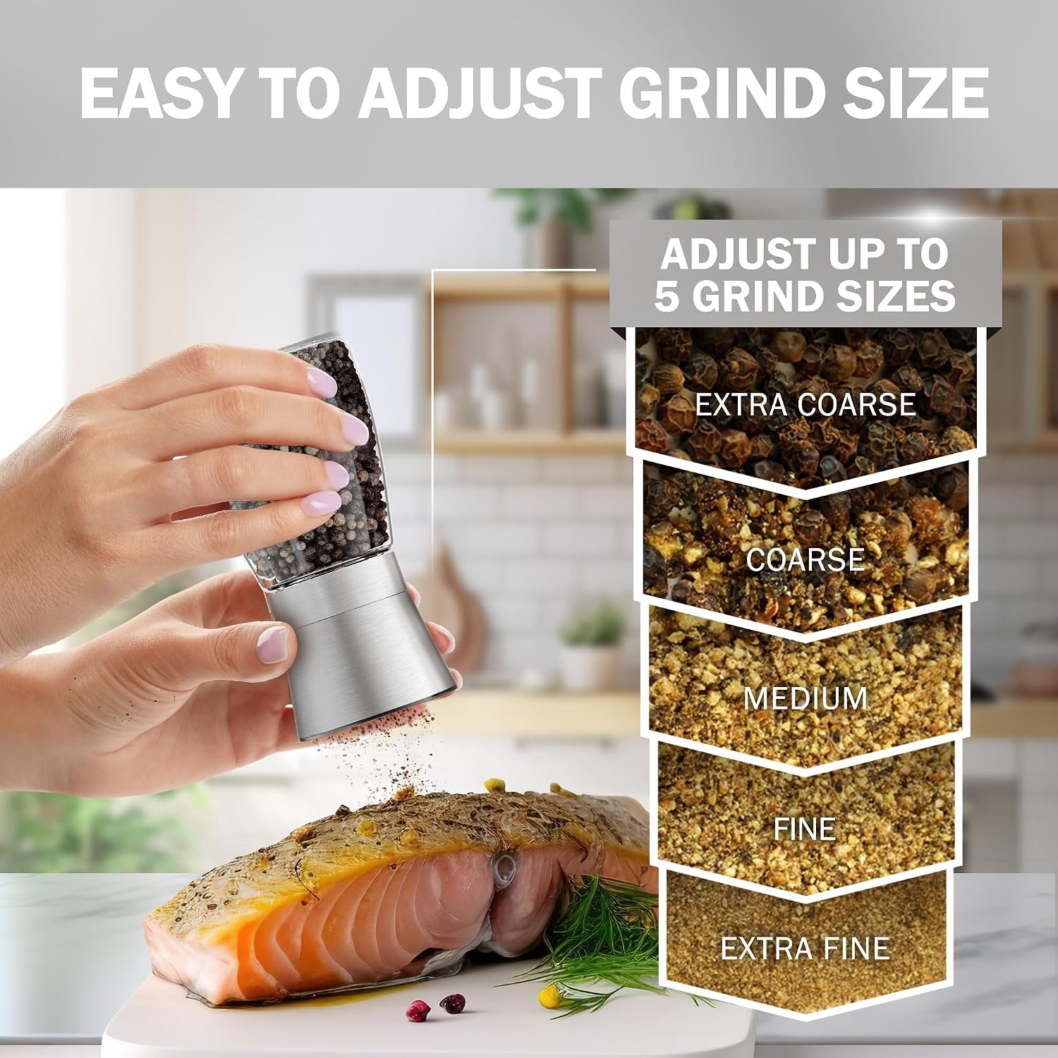 original-stainless-steel-salt-or-pepper-grinder-1pk-adjustable-ceramic-sea-salt-grinder-or-pepper-mill-tall-glass-spice-shaker-spice-mill-w-ebook