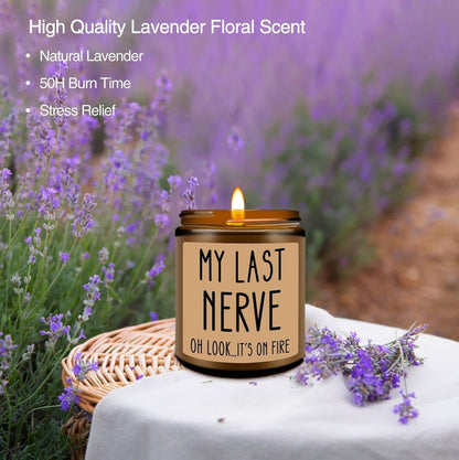 Gifts for Women Men, Birthday Gifts for Women, Mom, Her, Him - My Last Nerve Lavender Candles - Funny Best Friend, White Elephant Gift for Adults, Coworkers, Sister, Bestie2