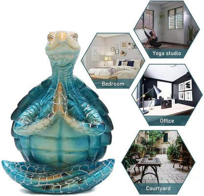 Meditating Sea Turtle Statues Yoga Zen 2Pcs Resin Beach Home Decor6