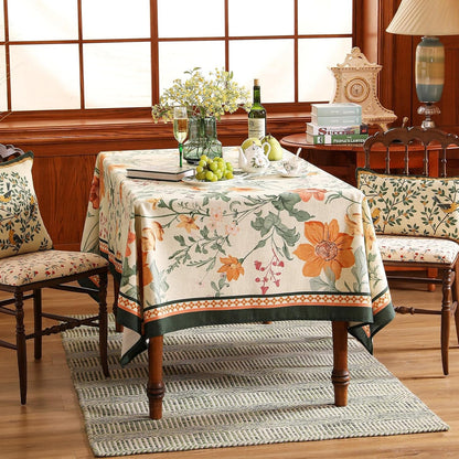 Designer French Linen Rectangular Tablecloth,79"X55"-Milch8