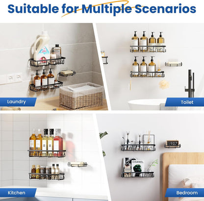 Shower Caddy, 3 Pack Shower Shelves with Large Capacity, Dark Black8