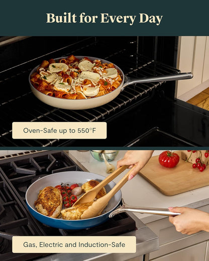 Caraway Non-Stick Ceramic Frying Pan with Glass Lid (2.7 Qt, 10.5") | Non-Toxic, PTFE and PFOA Free, Oven Safe and Compatible with All Stovetops (Gas, Electric and Induction), Cream5