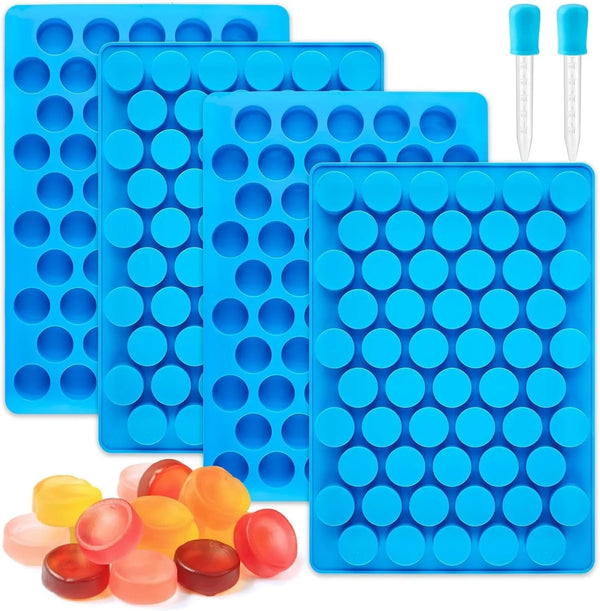 round Candy Molds, 220 Cavities, 4Pcs | Silicone Molds, Non Stick, for Hard Candy, Gummy, Caramel, Chocolate, Ganache, Ice Cube1