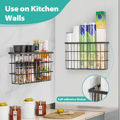 2 Pack Cabinet Door Organizer,Self Adhesive Lid Organizers inside Cabinet Storage Boxes,Hanging Storage Basket Organizer Wall Mounted Pantry Caddy Cup Holder for Kitchen,Fridge,Bathroom7