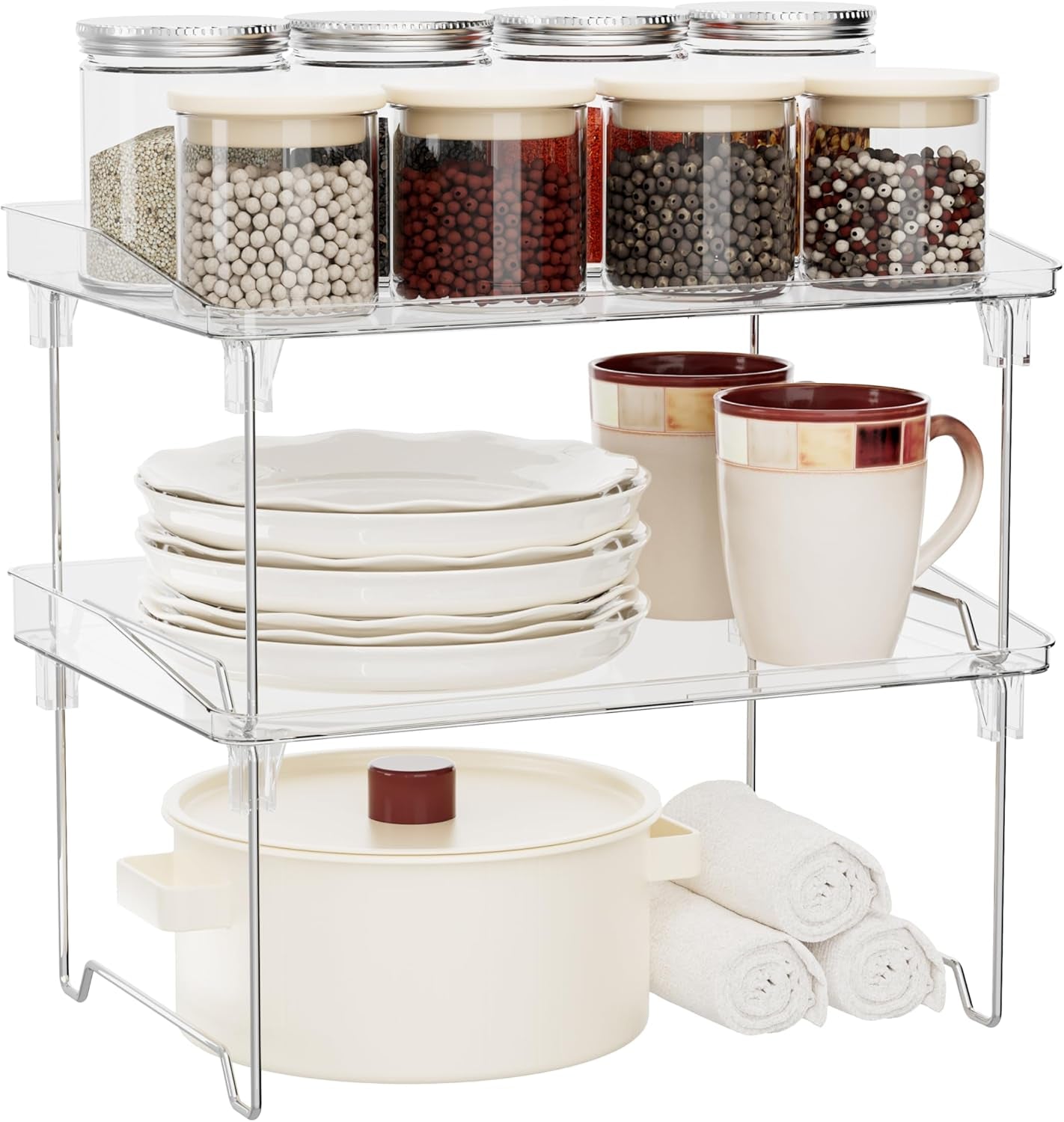 2-pcs-cabinet-organizer-shelf-stackable-kitchen-counter-shelves-spice-rack-countertop-organizers-clear-plastic-storage-shelves-rack-for-makeup-bathroom-cupboard-desk-pantry-organization