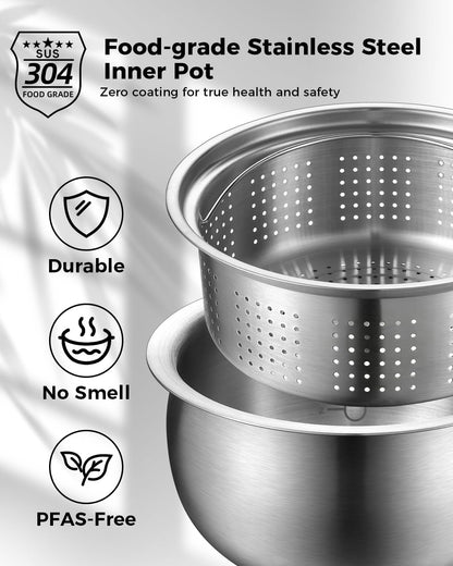Stainless Steel Rice Cooker Small 6 Cup (Uncooked) / 12-Cup (Cooked) with Stainless Steel Inner Pot, Compact Mini Rice Cooker Small Kitchen, Low Carb Rice Maker, 24H Timer and Auto Keep Warm3